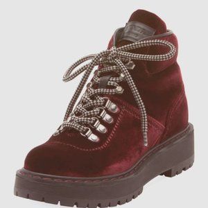 PRADA Linea Rossa Velvet Lace-up Combat Boots- NEW